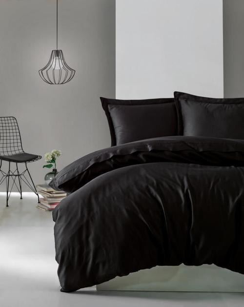 Elegant Saten Tek Kişilik Nevresim Takımı Siyah