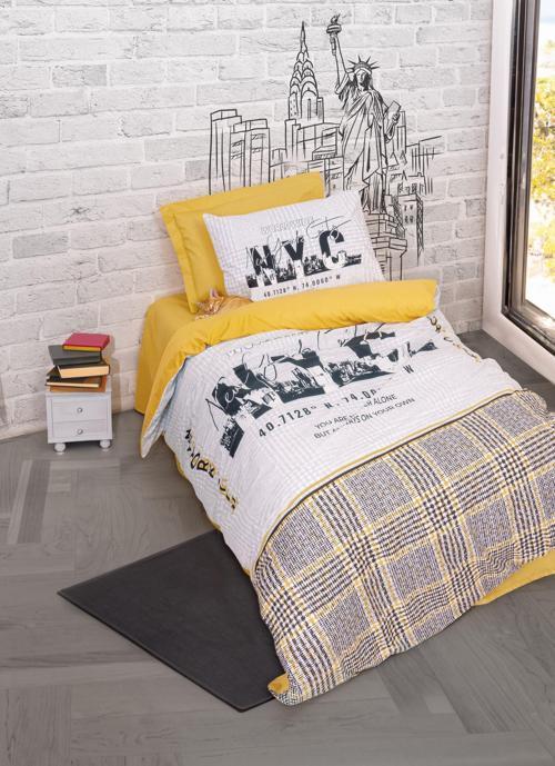 Genç Odası Tek Kişilik Nevresim Takımı Worldwide Hardal