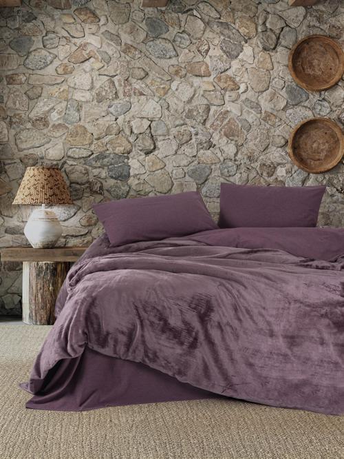Velvet Çift Kişilik Nevresim Takımı Flossy Mürdüm