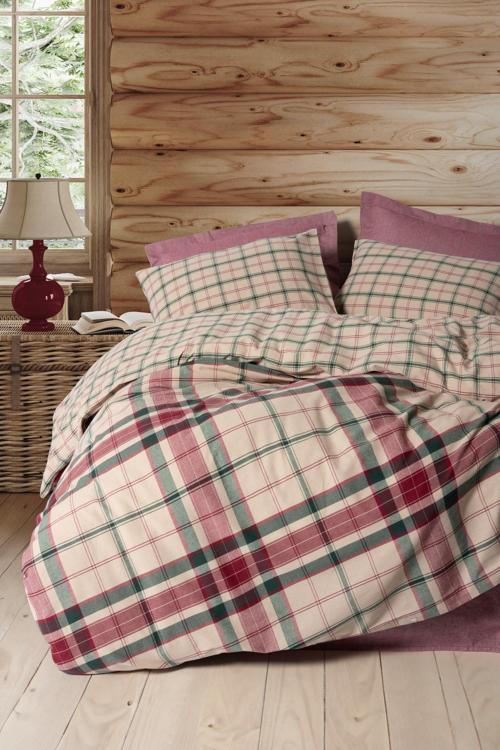 Warm Flanel Çift Kişilik Nevresim Takımı Jamil Bordo