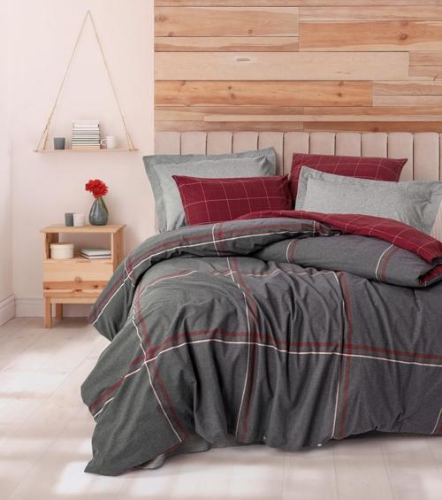 Warm Flanel Çift Kişilik Nevresim Takımı Sento Gri