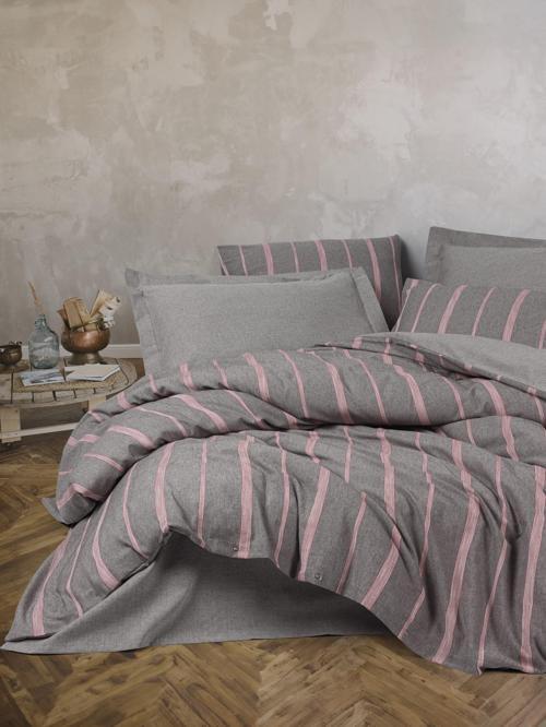 Ribbed Çift Kişilik Nevresim Takımı Barisan Gri