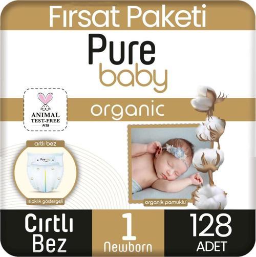 Organik Pamuklu Bebek Bezi 1 Beden Yenidogan 64*2 128 Adet