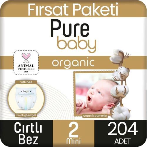 Organik Pamuklu Bebek Bezi 2 Beden 68*3 204 Adet