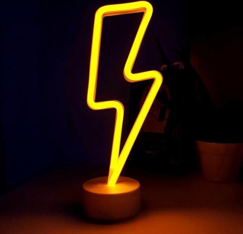 Neon Işıklı Şimşek Lamba USB+Pil