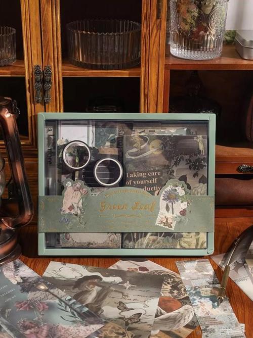 Scrapbooking Sticker - Defter - Journal Set - Vintage Defter Yapım Seti- Yeşil