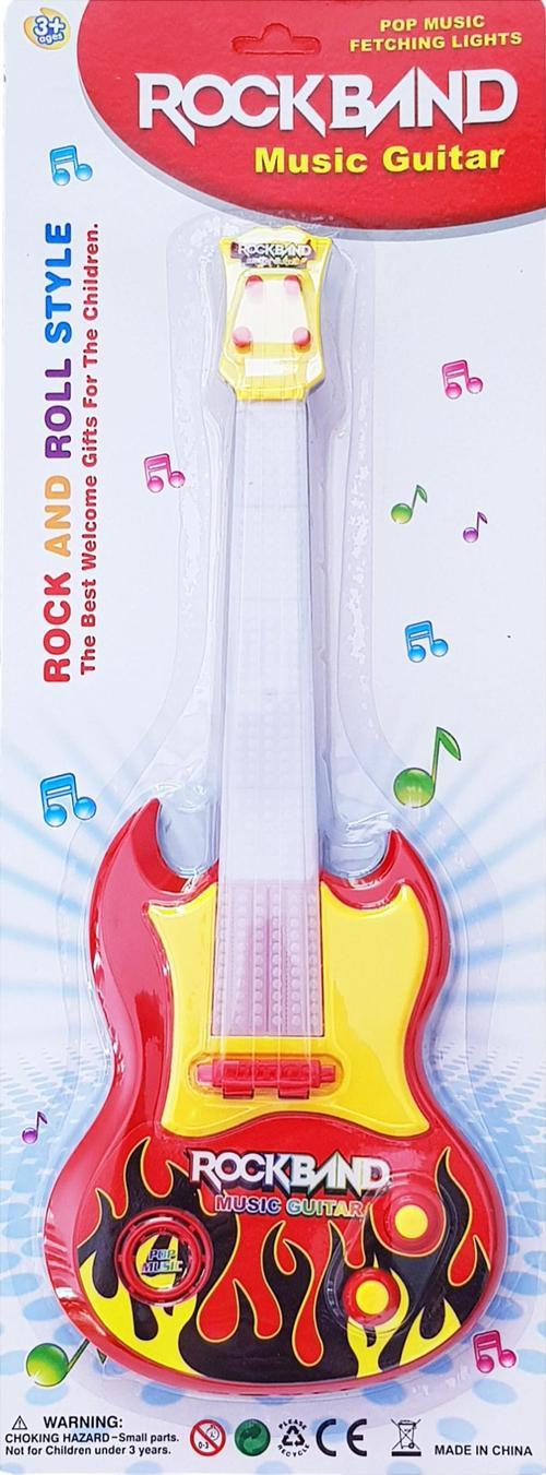 Pilli Işıklı Gitar Müzikli Eğitici Oyuncak Rock Yıldızı Kırmızı