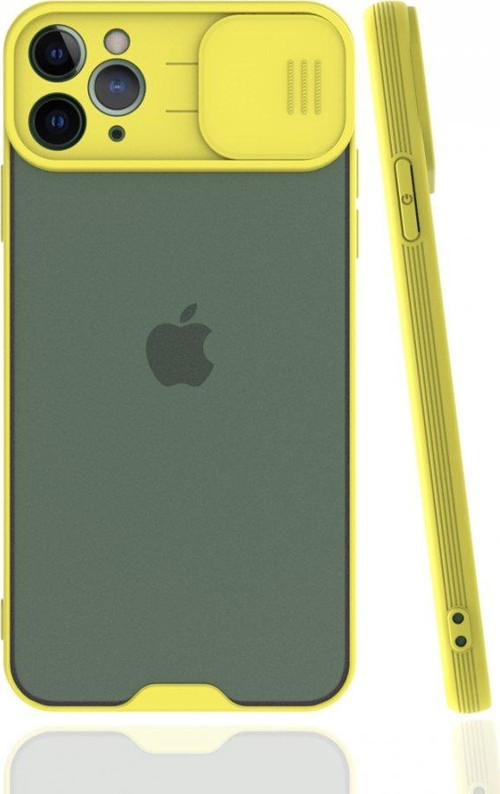 Apple iPhone 11 Pro Max Kılıf Darbelere Dayanıklı Kamera Koruma Sürgülü Platin Kapak