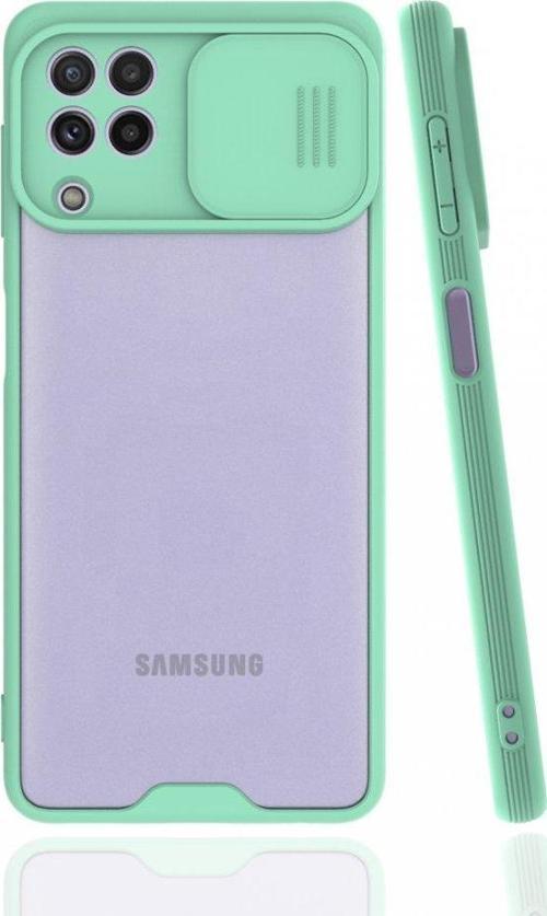 Samsung Galaxy A22 Kılıf Darbelere Dayanıklı Kamera Koruma Sürgülü Platin Kapak