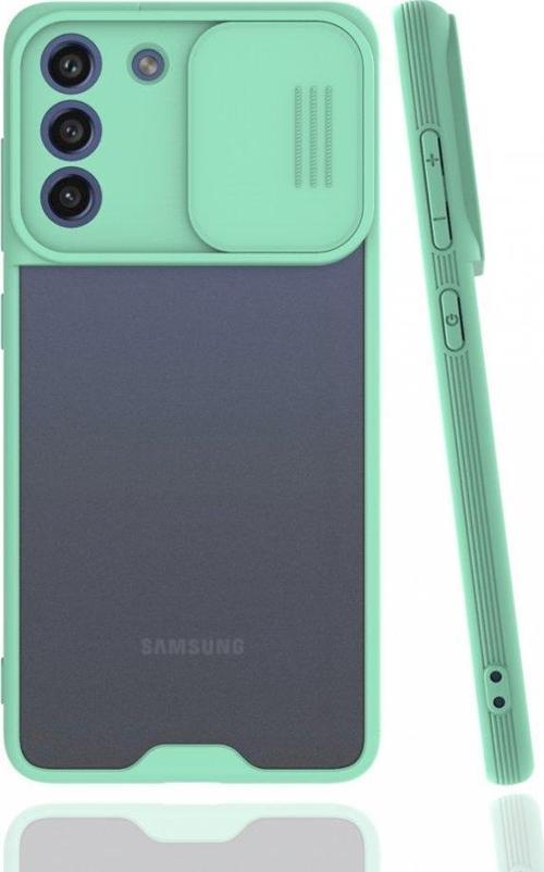 Samsung Galaxy S21 FE Kılıf Darbelere Dayanıklı Kamera Koruma Sürgülü Platin Kapak