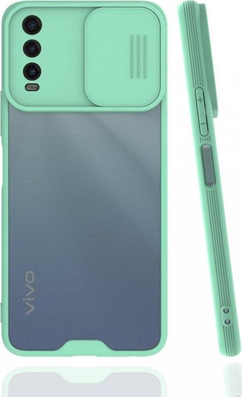 Vivo Y20 Kılıf Darbelere Dayanıklı Kamera Koruma Sürgülü Platin Kapak