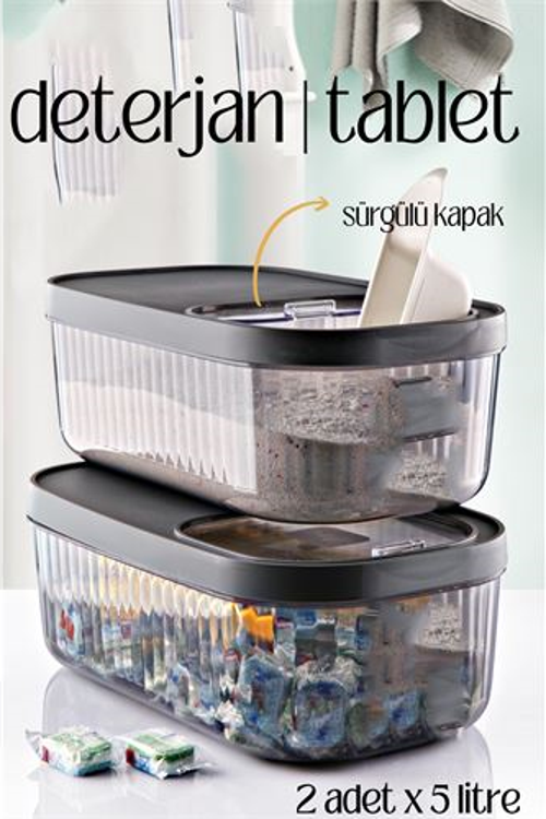 MultiBox Deterjan Tablet Kutusu Sürgülü Kapak 5 Litre 2 ADET