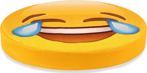 Çok Mutlu Emoji Tasarım Daire Yastık Minder Ø40