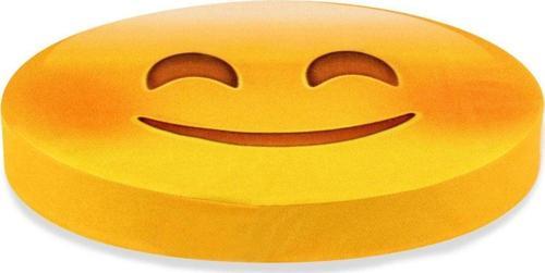 Gülücük Emoji Tasarım Daire Yastık Minder Ø40