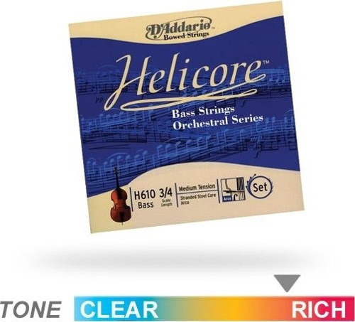 H610 KONTRABAS TEL SETİ, HELICORE, SCALE 3/4, DOUBLE BA