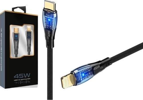 45w Usb-c Lightning Işıklı Şeffaf Kablo Hızlı Şarj, Dayanıklı Tasarım, İphone Ve İpad Uyumlu