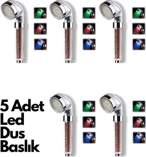 5 Adet Tasarruflu Boncuklu Ledli Duş Başlık-pil Veya Elektrik Gerekmez Kinetik Enerjili