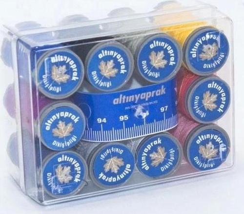 Altın Yaprak Mezuralı Dikiş İpliği Seti 10'lu Kutulu