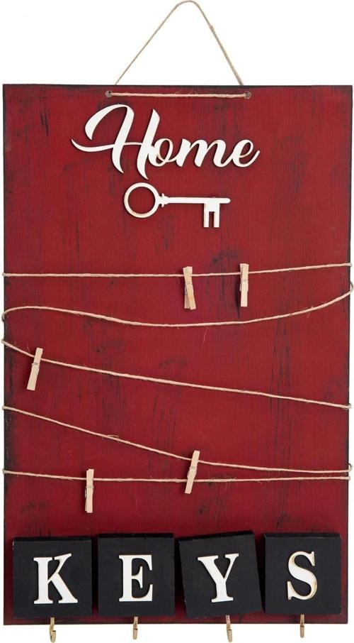 Dekoratif Home Keys Ahşap Resimlik Ve Notluk (kırmızı)
