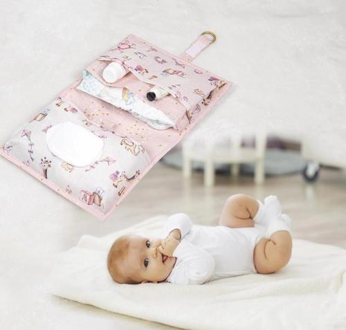 Baby Kullanımı Kolay Desenli Alt Bakım Çantası (pembe)