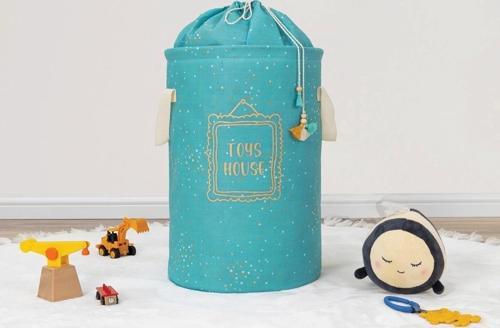 Baby Kullanımı Kolay Desenli Taşınabilir Torbalı Yuvarlak Sepet(yeşil) 04270