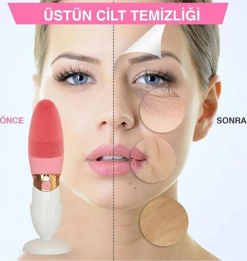 Derin Gözenek Temizliği İçin İnce Kaba Silikon Uçlu Elektrikli Yüz Temizleme Fırçası
