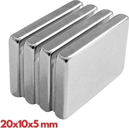 N35 20x10x5 Mm Neodyum Mıknatıs 20 Adet, Köşeli, Nikel Kaplamalı Kaliteli Ve Dayanıklı Ürün