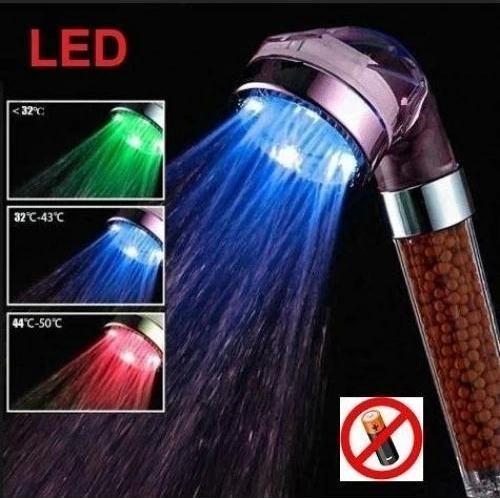 Led Işıklı Banyo Duş Başlığı Su Tasarruflu Duş Fıskiyesi -pil Veya Elektrik Gerekmez.
