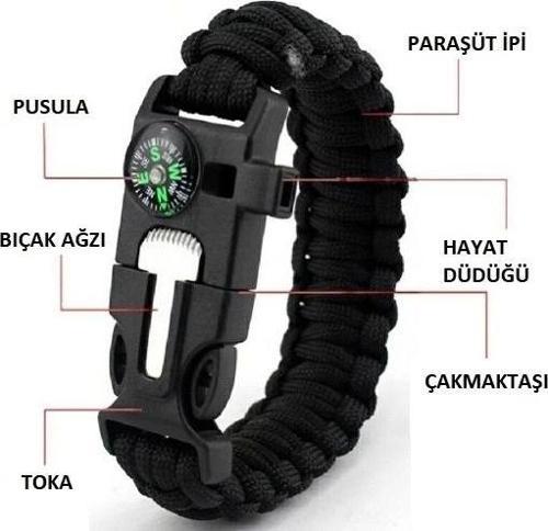 Survıval Kamp Bileklik  Düdük Çok Amaçlı