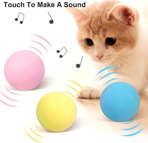 Sesli Ve Akıllı Kedi Oyuncak Topu - 50 Mm, Hayvan Sesli, Eğlenceli Kedi Oyuncağı