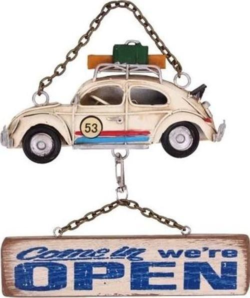 Vintage Tasarım Dekoratif Metal Kapı Yazısı Araba