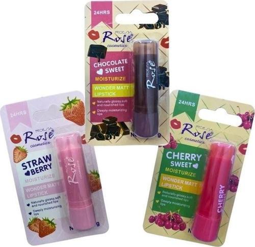 Yoğun Etkili Dudak Koruyucu Nemlendirici Balm Kiraz Çilek Çikolata (3lü Set)