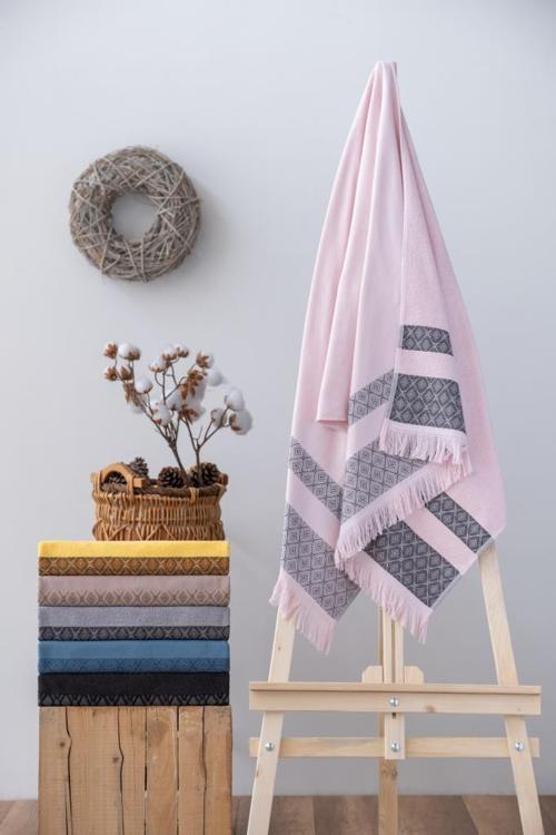 %100 Pamuk Twins Havlu 75x150 Pudra