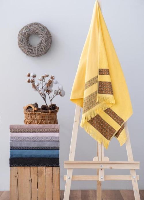 %100 Pamuk Twins Havlu 75x150 Sarı