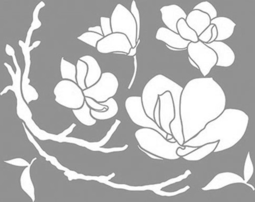 Bloom Branch Stencil Boyama şablonu 30x30 cm, Duvar Stencil, Fayans Stencil, Mobilya Stencil