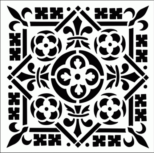Fleur Karo Stencil Boyama şablonu 30x30 cm, Duvar Stencil, Fayans Stencil, Mobilya Stencil