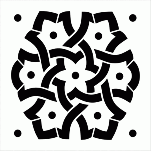 Lale Karo Stencil Boyama şablonu 30x30 cm, Duvar Stencil, Fayans Stencil, Mobilya Stencil