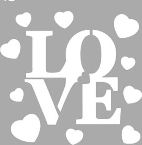 Love Tipografi Stencil Boyama şablonu 30x30 cm, Duvar Stencil, Fayans Stencil, Mobilya Stencil