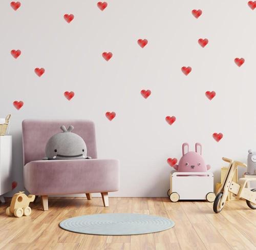 Büyük Karalama Kalpler Duvar Stickerı