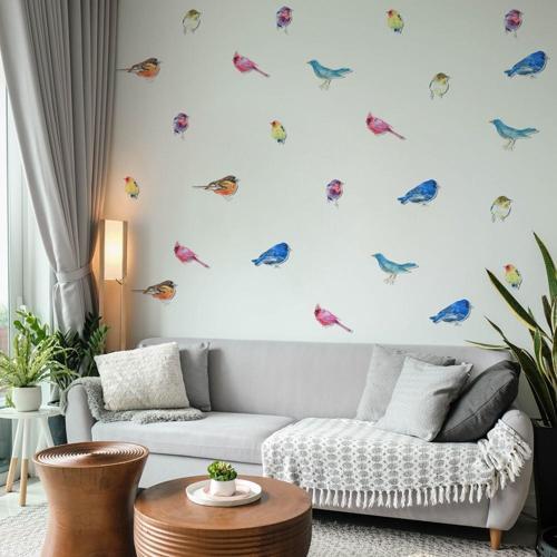Sulu Boya Kuşlar Duvar Sticker