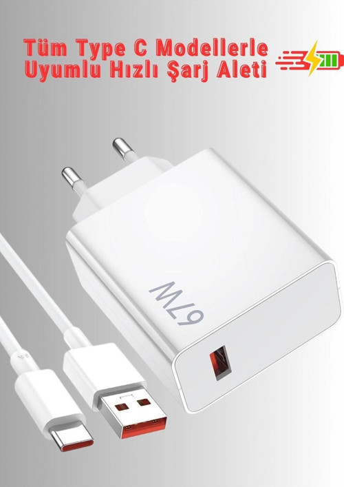 Honor Magic V2 Uyumlu 67 Watt Type C Hızlı Şarj Cihazı