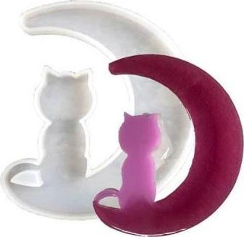 Epoksi Silikon Kalıp - Hilal&Kedi 12x10.5cm (311)