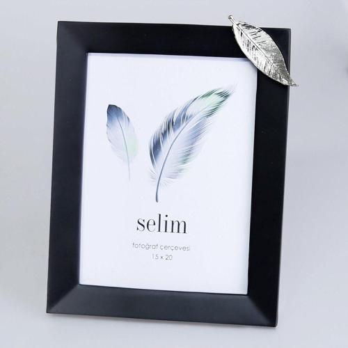 Yapraklı 15x20 Çerçeve Siyah Gümüş