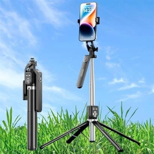 ® Kumandalı 360 Derece Dönebilen Cep Telefonu ve Kamera Tripodu 2.2m Uzayabilen Selfie Çubuğu