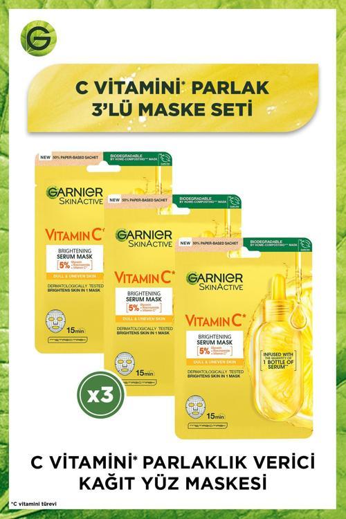 C Vitamini Parlaklık Verici Kağıt Yüz Maskesi 3'lü Set 