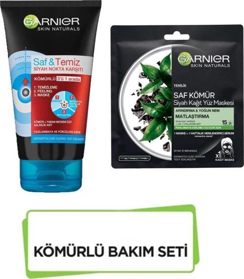 Kömürlü Bakım Seti Saf Ve Temiz Kömür Peeling Ve Siyah Kağıt Maske Seti