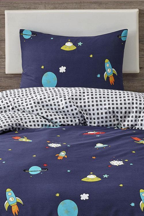 Junior Tek Kişilik Nevresim Seti Lacivert Yumuşak ve Dayanıklı