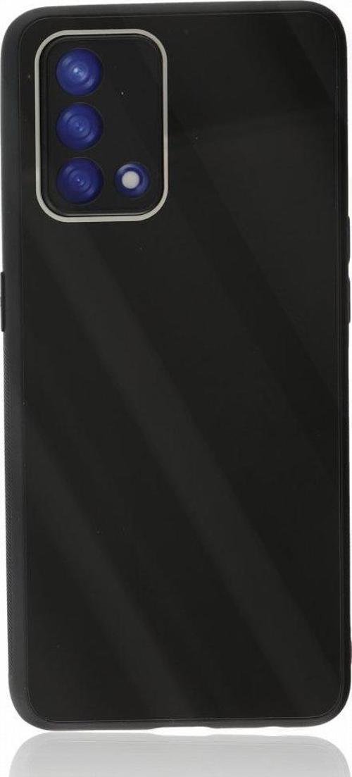 Oppo A74 4G Kılıf Kamera Korumalı Arkası 9H Temperli Cam Yüzey Soft Tasarım Glass Kapak