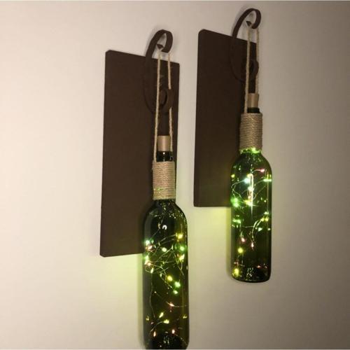 Renkli Led Işıklı Ceviz Renkli Duvar Aplik 2'Li Set