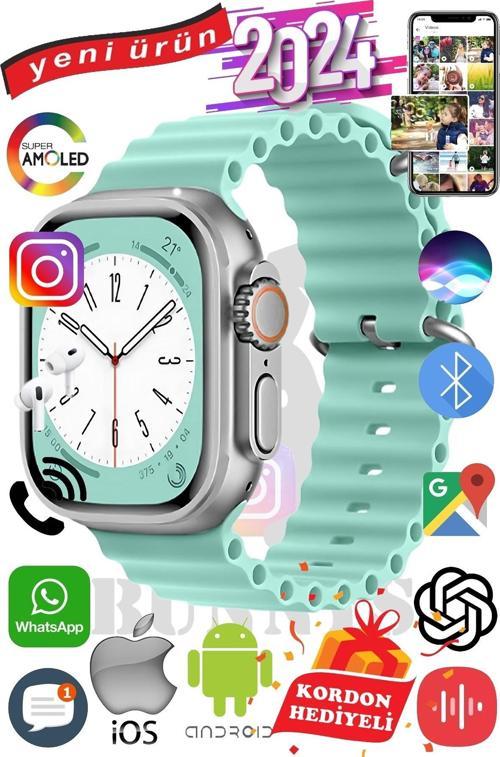 Huawei P40 Uyumlu Akıllı Saat ULTRA MAX 2024 Kordon Hediyeli Amoled Ekran